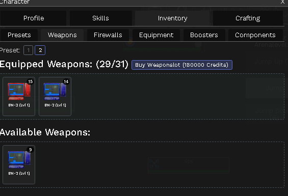 Expansión de ranuras de armas a 32 en Clickfight